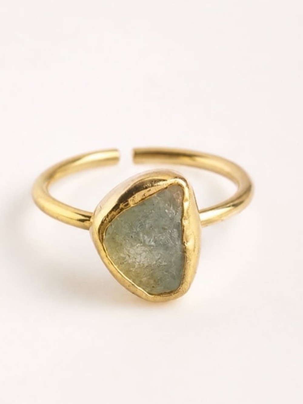 18K Gold Plated Raw Aquamarine Gold Ring